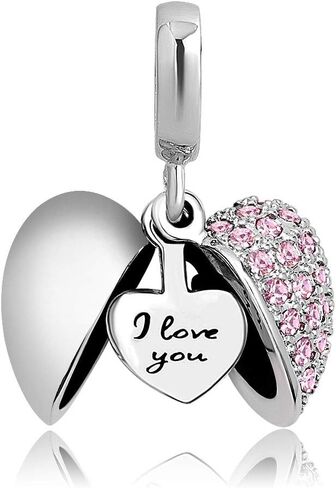 خرزة متدلية من الفضة الإسترلينية I Love You Heart جوهرة الميلاد من LovelyCharms للسوار in Saudi Arabia