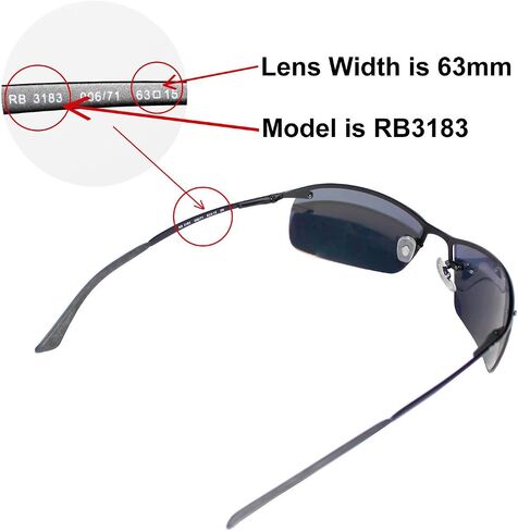 Walleva Titanium Mirror Coated Polarized Replacement Lenses for Ray-Ban RB3183 63mm(Lens Width) Sunglasses in Saudi Arabia
