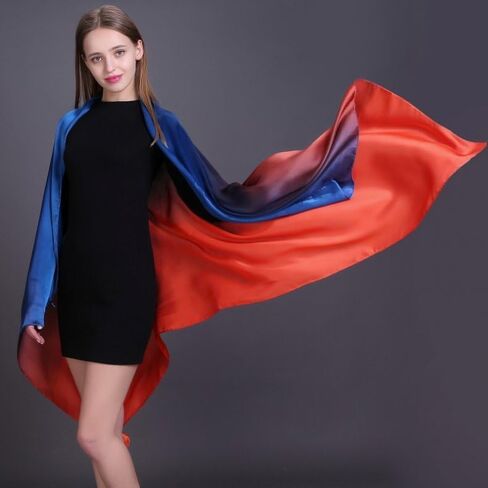 شال نسائي عصري كبير واقي من الشمس يلتف الصيف خفيف الوزن نمط الأزهار الحرير الحرير يشعر الأوشحة للحزاب والرقبة in Kuwait