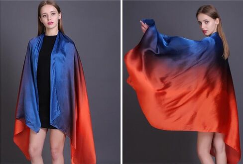 شال نسائي عصري كبير واقي من الشمس يلتف الصيف خفيف الوزن نمط الأزهار الحرير الحرير يشعر الأوشحة للحزاب والرقبة in Kuwait