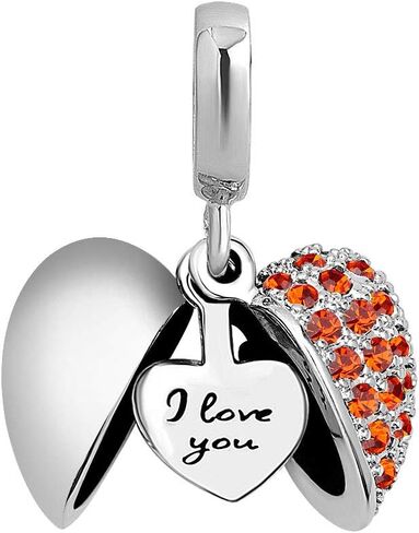 خرزة متدلية من الفضة الإسترلينية I Love You Heart جوهرة الميلاد من LovelyCharms للسوار in Kuwait
