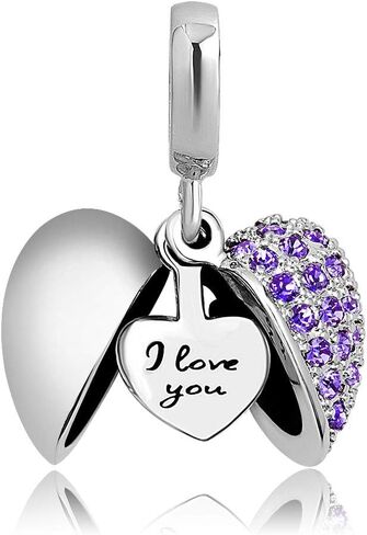 خرزة متدلية من الفضة الإسترلينية I Love You Heart جوهرة الميلاد من LovelyCharms للسوار in Saudi Arabia