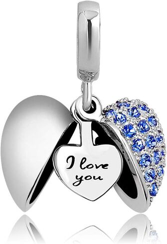 خرزة متدلية من الفضة الإسترلينية I Love You Heart جوهرة الميلاد من LovelyCharms للسوار in Saudi Arabia