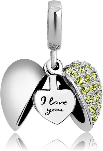 خرزة متدلية من الفضة الإسترلينية I Love You Heart جوهرة الميلاد من LovelyCharms للسوار in Saudi Arabia