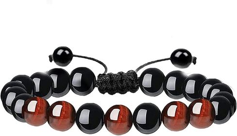 Caiyao 3Pcs Handmade Tiger Eye Braide Rope Bead Bracelet Set Adjustable Cord Volcanic Lava Rock Stone Essential Oil Diffuser Bracelet for Men Boy Teen Stress Anxiety Relief Protection Jewelry in Saudi Arabia