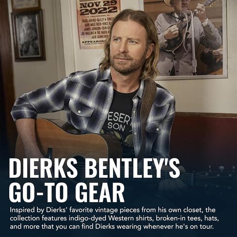 قميص Desert Son X Dierks Bentley رجالي من الفلانيل بأكمام طويلة، قمصان منقوشة بأزرار سفلية من القطن الناعم، كاجوال، غسيل عتيق in Kuwait