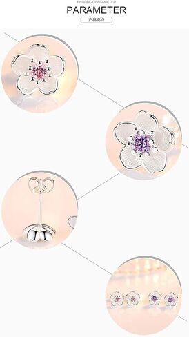 14K Silver Plated Romantic Cherry Blossoms CZ Stud Earrings in Saudi Arabia
