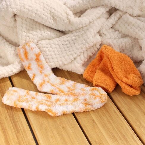 جوارب BambooMN النسائية Fuzzy Warm Fluffy Tie-Dye الملونة المرحة - زوجان in Saudi Arabia