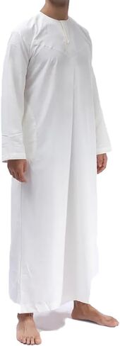 Omani/Emerati Dishdasha – Mens Omani/Emirati Style Thobe Classic - Full Length Long Sleeve Islamic Jubbah's - White in Saudi Arabia