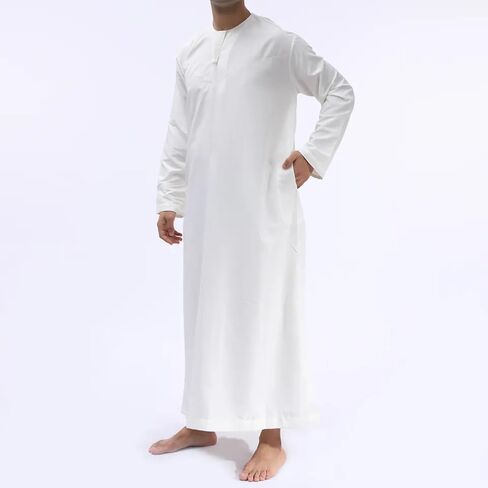 Omani/Emerati Dishdasha – Mens Omani/Emirati Style Thobe Classic - Full Length Long Sleeve Islamic Jubbah's - White in Saudi Arabia
