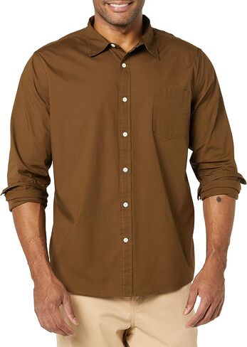 قميص Goodthreads الرجالي ذو المقاس القياسي وأكمام طويلة من قماش البوبلين المطاطي in Kuwait