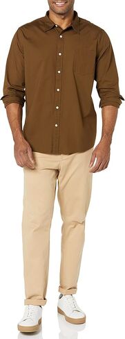 قميص Goodthreads الرجالي ذو المقاس القياسي وأكمام طويلة من قماش البوبلين المطاطي in Kuwait