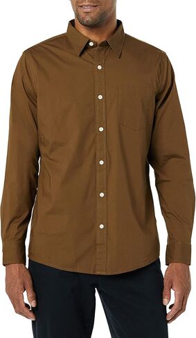 قميص Goodthreads الرجالي ذو المقاس القياسي وأكمام طويلة من قماش البوبلين المطاطي in Kuwait