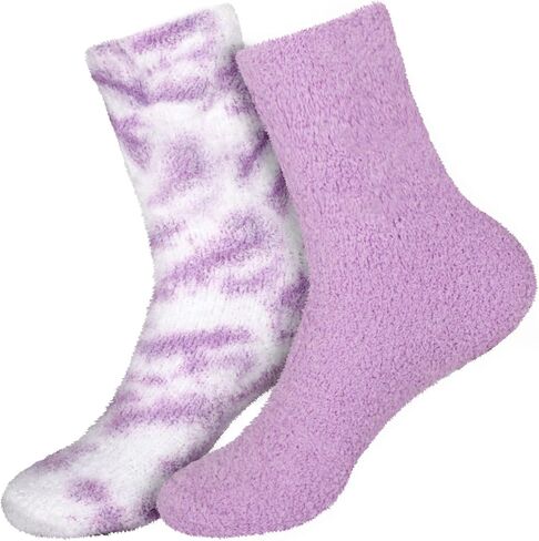 جوارب BambooMN النسائية Fuzzy Warm Fluffy Tie-Dye الملونة المرحة - زوجان in Saudi Arabia