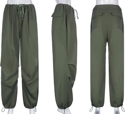 بنطال Harajuku Vintage Y2K النسائي: ارتفاع منخفض، نمط الركض الفضفاض مع حزام مريح، لأسلوب الهيبي وملابس الشارع in Kuwait