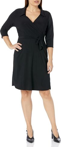 Star Vixen Women's Three-Quarter-Sleeve Faux Wrap Dress in Saudi Arabia