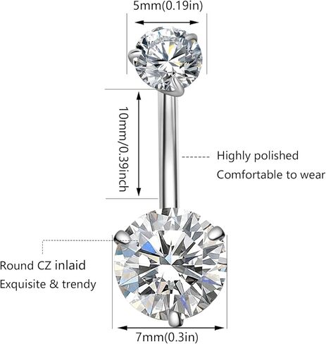 ون سينج 9 قطع 14 غرام من حلقات البطن للنساء من اوبال زركونيا مكعب، مجوهرات ثقب البطن من الستانلس ستيل، مجوهرات ثقب البطن للجسم والبطن، مجوهرات ثقب زر البطن، ستانلس ستيل، زركونيا مكعب in Kuwait