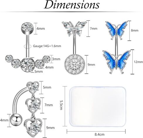 ون سينج 9 قطع 14 غرام من حلقات البطن للنساء من اوبال زركونيا مكعب، مجوهرات ثقب البطن من الستانلس ستيل، مجوهرات ثقب البطن للجسم والبطن، مجوهرات ثقب زر البطن، ستانلس ستيل، زركونيا مكعب in Kuwait