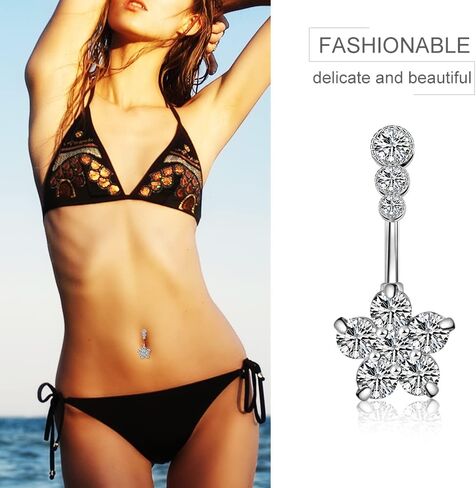 ون سينج 9 قطع 14 غرام من حلقات البطن للنساء من اوبال زركونيا مكعب، مجوهرات ثقب البطن من الستانلس ستيل، مجوهرات ثقب البطن للجسم والبطن، مجوهرات ثقب زر البطن، ستانلس ستيل، زركونيا مكعب in Kuwait