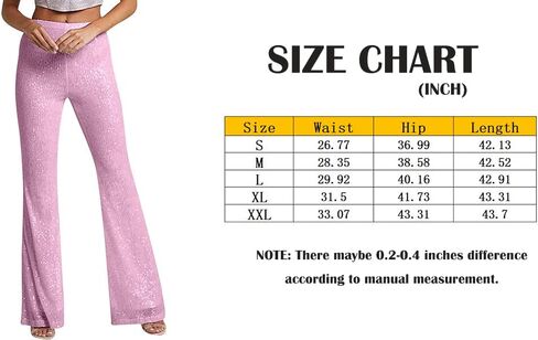 سراويل Culeze النسائية اللامعة ذات الترتر المتوهج عالية الخصر ذات الجرس السفلي سراويل واسعة الساق سراويل كلوبوير in Kuwait