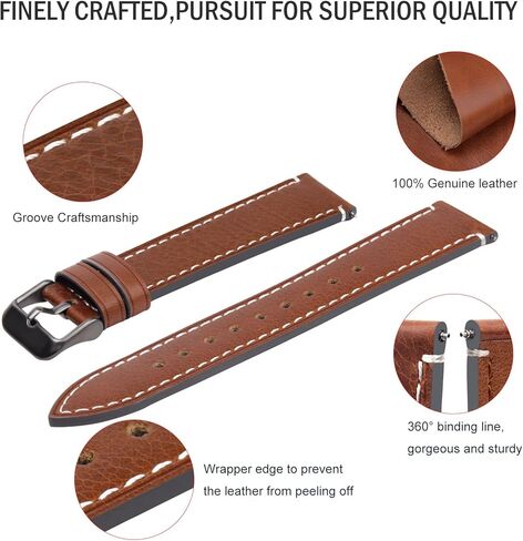 Fullmosa Watch Bands Top Wax Leather Watch Band / حزام 18 ملم 20 ملم 22 ملم 24 ملم للرجال والنساء in Kuwait