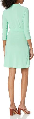 Star Vixen Women's Three-Quarter-Sleeve Faux Wrap Dress in Saudi Arabia