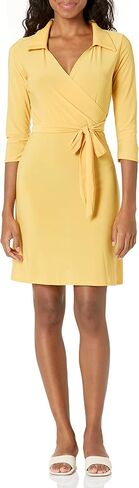 Star Vixen Women's Three-Quarter-Sleeve Faux Wrap Dress in Saudi Arabia