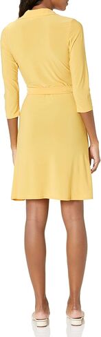 Star Vixen Women's Three-Quarter-Sleeve Faux Wrap Dress in Saudi Arabia