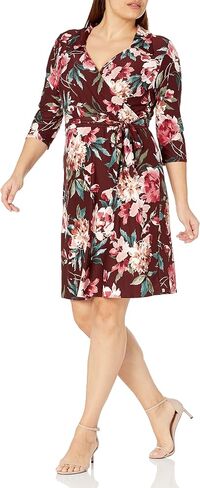 Star Vixen Women's Three-Quarter-Sleeve Faux Wrap Dress in Saudi Arabia