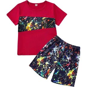 BOMDEALS Toddler Baby Boys Color Block Outfits - Cute Long Shorts Tee Casual Sweatshirt Contrast Pants Fall Clothes Set