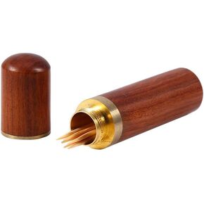 Portable Wood Toothpick Holder, Mini Toothpick Box Pocket Toothpick Holder Wooden Tooth Pick Holder Toothpick Carrying Case Travel Portable Toothpick Dispenser Bucket for Women and Men(#1)