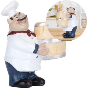 Fdit Resin Chef Statue, Cute Chef Statue Toothpick Holder, Restaurant Decoration Nordic Figurine Tabletop Decoration for Counter Kitchen Bistro Home