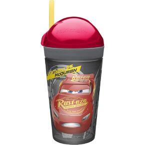 Zak Designs Peppa Pig ZakSnak كوب مشروب الكل في واحد + حاوية للوجبات الخفيفة للأطفال الصغار - حاوية للوجبات الخفيفة مقاومة للانسكاب بسعة 4 أونصة تثبت بشكل آمن على كوب بسعة 10 أونصة مع قش يمكن الوصول إليه، Peppa Pig