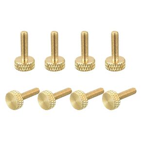 uxcell 5Pcs Brass Knurled Thumb Screws, M5x12mm Flat Grip Bolt Knobs Fasteners for Electronic, Mechanical