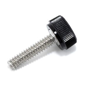 #6-32 x 5/8" Thumb Screw Stainless Steel - Black Knurled Round Plastic Knob - Standard/Coarse Thread Thumbscrew - Length: 0.625" - Proudly Built in USA - Package of (4)