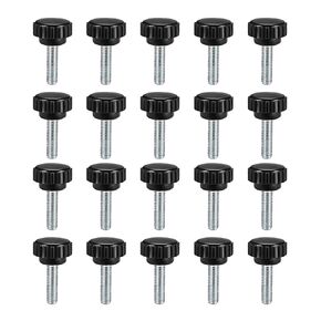 uxcell M5 x 10mm Metric Male Thread Knurled Clamping Knobs Grip Thumb Screw on Type Plastic Threaded Hand Bolt Knobs Black 20 Pcs