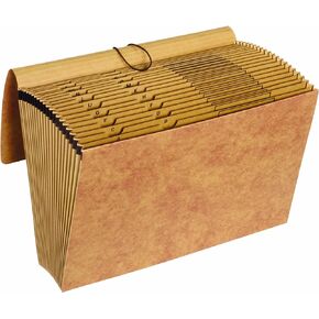 Globe-Weis Globe Weis Pendaflex Kraft ملف موسع مع غطاء وإغلاق مرن، 21 جيبًا، مؤشر A-Z، حجم قانوني، (1819AE)، بني