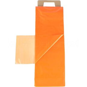 CleverDelights Orange Newspaper Bags - 7.5" x 21" - 500 Pack - 0.8 Mil - Flat Plastic Bags