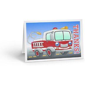 Stonehouse Collection | Fire Truck Thank You Note Card |10 Boxed Cards & Envelopes | USA Made (Standard)