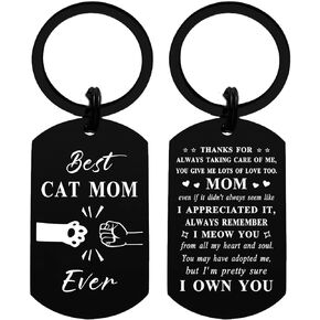 Gezxin Cat Mom Mother's Day Gifts- Cat Mom Keychain for Women- Cat Lover Birthday Christmas Xmas