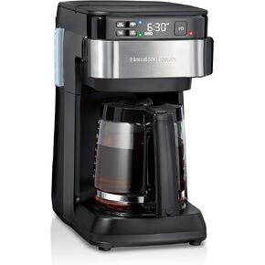 Hamilton Beach Works with Alexa Smart Coffee Maker, Programmable, 12 Cup Capacity, Black and Stainless Steel (49350R)