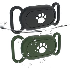 Waterproof Dog Collar Holder Compatible with Samsung Galaxy SmartTag2, Silicone GPS Tracker Hidden Loop Holder for Samsung Smart Tag2, Anti-Lost Dog Collar Samsung Tag2 Dog Paw Case(Pink)