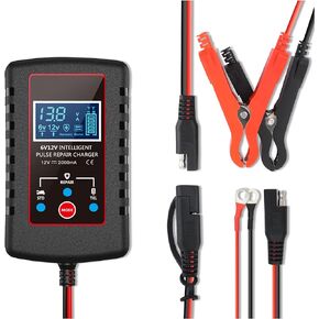 Trickle Charger for Car Battery 12V/6V,Smart Automatic Motorcycle Battery Charger with SAE Cable,Universal Battery Maintainer Car Accessories for Most Cars Trucks Motorcycles