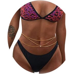 2 Pcs Gold Belly Chain Beach Waist Chains Women Cute Heart Rhinestone Stomach Jewelry Bikini Body Chains Waist jewelry