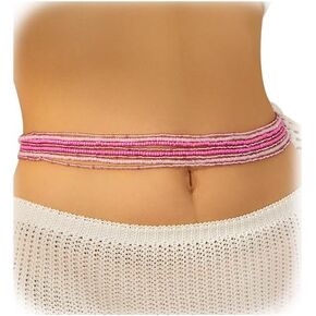 Bikini Multi-layered Beaded Waist Chain Sets,Sexy Colorful Bead Belly Body Chain Stretch Beads Waist Jewelry Summer Beach Beads Body Accessory Jewelry for Women