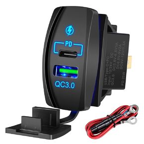 منفذ تبديل USB Rocker من Linkstyle، منفذ QC 3.0 USB-A ومنفذ USB C، شاحن USB مقاوم للماء 12 فولت 24 فولت مع مؤشر LED أزرق، لشاحنة مركبة القوارب البحرية RV in Kuwait