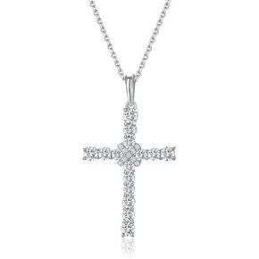 DAYBYDAY Cross Necklace for Women Girls 925 Sterling Silver Dainty Moissanite Cross Pendant with Chain Christian Reiligous Jewelry (with Gift Box)