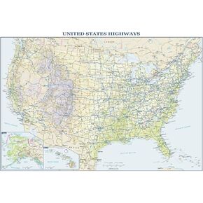 Globe Turner USA Interstate Highways Large Wall Map - 36 x 24.75 Laminated