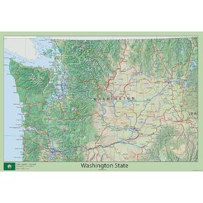 Washington State Poster Map - 23.3 x 16.5 inches – Paper Laminated