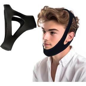 Anti Snore Chin Strap, Chin Strap for Snoring, Chin Strap for Sleeping, Anti Snore Chin Strap to Keep Mouth Closed While Sleeping, Adjustable & Breathable Chin Strap for CPAP User (Black)